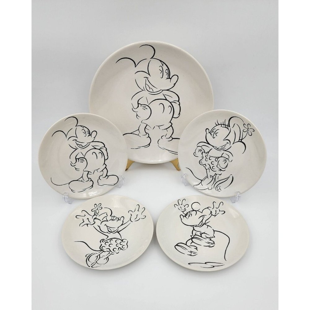 5 Disney Mickey & Co Gibson Overseas GABBAY Minnie Mouse & Mickey plate set